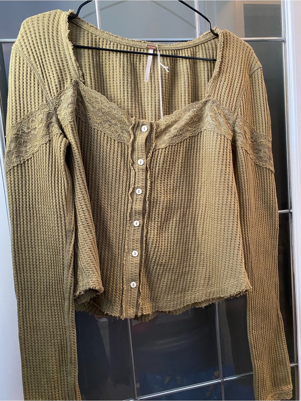 Free People Let’s Party Cardi in Gothic Olive - Picture 4 of 5